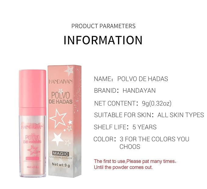 AKARY Body Glitter, Fairy Polvo De Hadas Shimmer Face Highlighter Powder & Blush Stick, Instant Glow Luminizer Duo, Glitter Face Hair High Gloss, Sparkle Smudge-Proof Highlighter Stick Party Makeup (#01 White Moonbeam)-VivaGrace Women