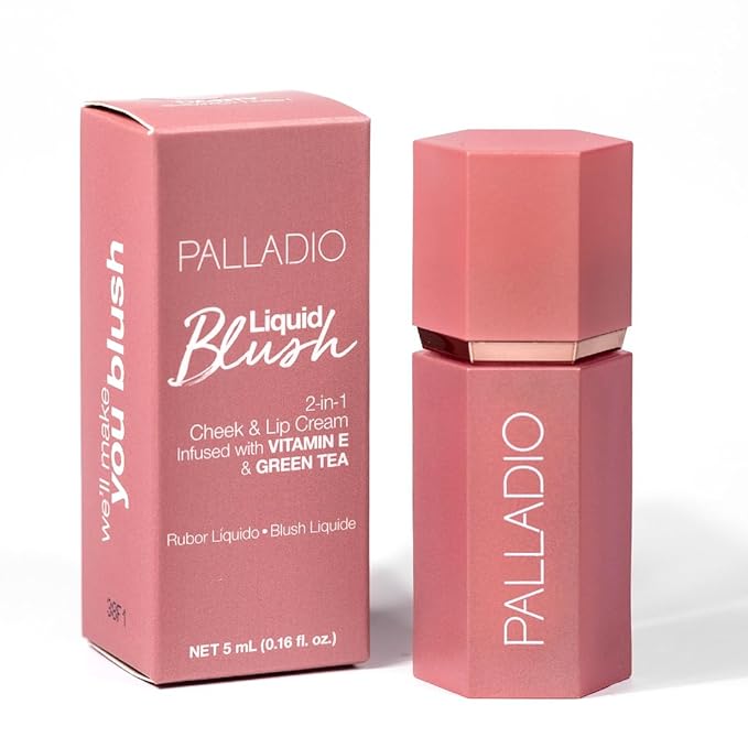 Palladio Liquid Blush for Cheeks & Lips 2-in-1 Makeup Face Blush, Weightless Cream Formula, Smudge Proof Long-Wearing Pigmented Blush, Natural Look Makeup Face Blushes, Shimmer Finish, Dainty-VivaGrace Women