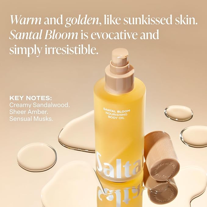 Saltair Body Oil. Luxurious Santal Bloom After Shower and Bath Oil Moisturizer for Women and Men. Botanical, Non-Greasy, and Well-Absorbing Lotion for Hydrating Dry Skin. 4oz Pump Bottle-VivaGrace Women