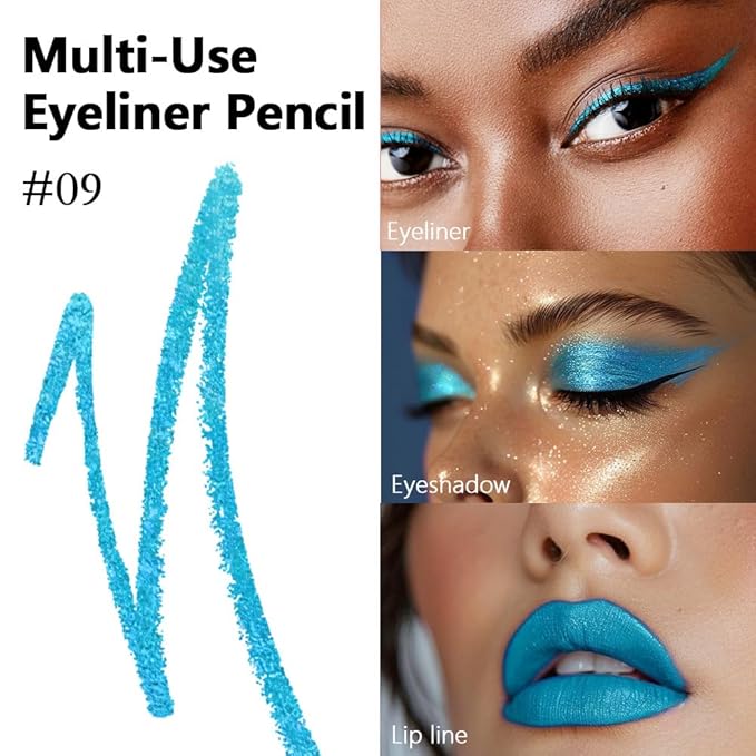 evpct Sky Blue Gel Eyeliner Pencil for Women Waterline Waterproof Smudge Proof Eye Makeup Liners, Blue Mascara Eye Liner Gel Liner Eyeliner with Sharpener delineador de ojos contra el agua 09