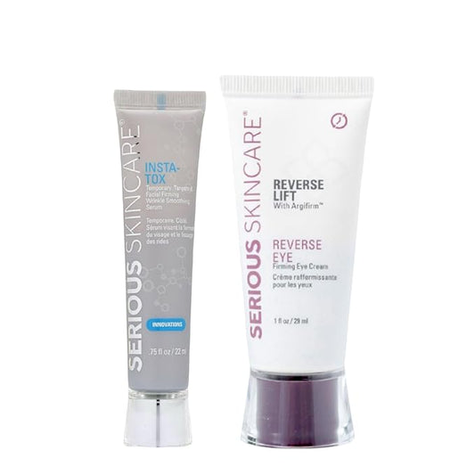 Serious Skincare INSTA-TOX Facial Firming Wrinkle Smoothing Serum and Reverse Lift Firming Eye Cream Set - Filler for Fine Lines, Deep Wrinkles and Pores - Temporary Eye Tightener-VivaGrace Women