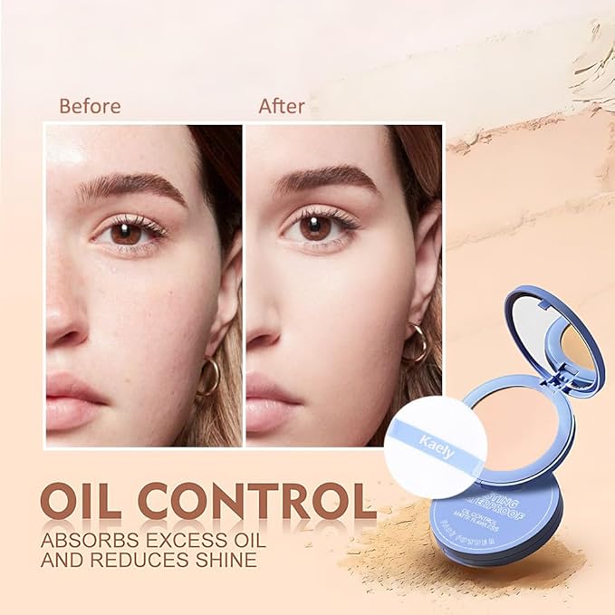 evpct Kaely Oil Control Pressed Face Powder, Get Smooth Flawless Fine Lines and Lightweight Finishing Foundation, Control Shine Long Lasting Waterproof Face Setting Powder Cosmetic, 04 Ivory-VivaGrace Women