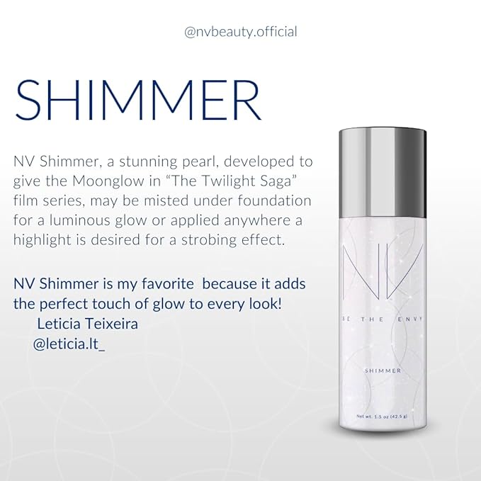 NV Perfecting Mist Shimmer Buildable Coverage Professional Airbrush Makeup with Plant-based Stem Cell Polypeptides, Vitamins A, D, E and Aloe, 1.5 ounces. SHIMMER-VivaGrace Women
