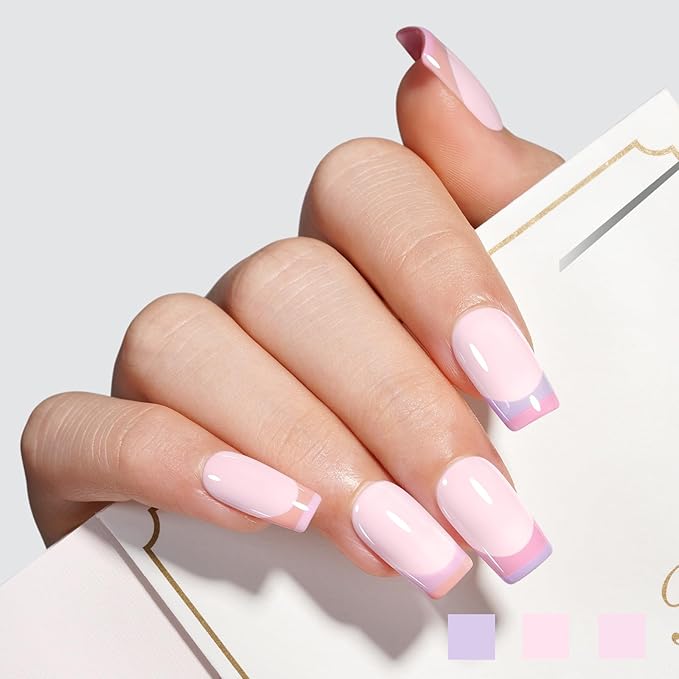 AILLSA Pastel Pink Nail Polish Set Macaron Light Purple Orange Polish with Base and Top Coat,Long Lasting Summer Spring Color Soak Off U V L ED Manicure Art Salon DIY at Home 7Pcs 8ML