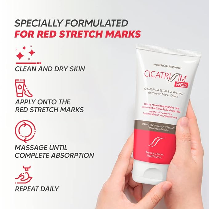 Cicatrissim Red For Removal of Red and Purple Stretch Marks - Innovative Formula With Pure and Powerful Natural Ingredients From Brazilian Flora - For All Skin Types.-VivaGrace Women
