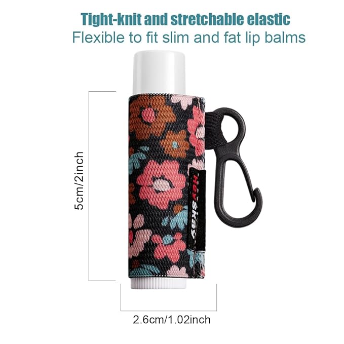 3PCS Lip Balm Holder Sleeves Keychain Chapstick Holder Keychain Lip Gloss Holder Chapstick Elastic Sleeves(Light Blue/Grey/Pink)-VivaGrace Women