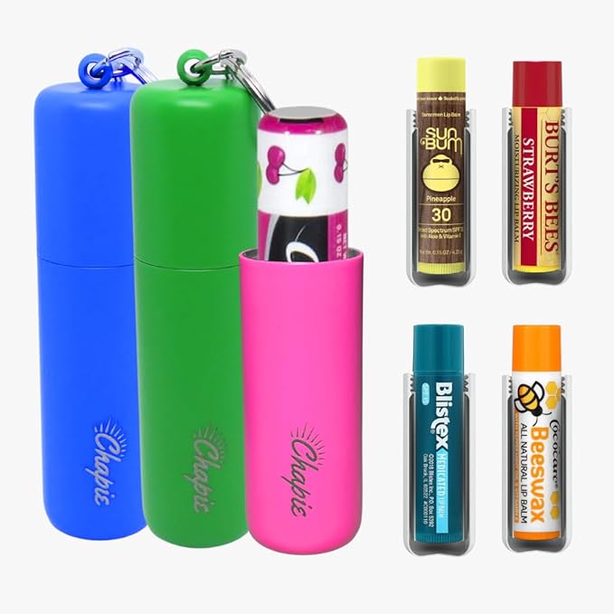 OG | Vacuum Insulated Lip Balm Keychain Holder, Prevents Melting & Messes | 3-Pack (Tropics)-VivaGrace Women