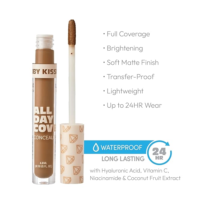 Ruby Kisses All Day Concealer Lightweight Full Coverage Multi-Use Concealer 0.13 Fl Oz (Deep Honey)-VivaGrace Women