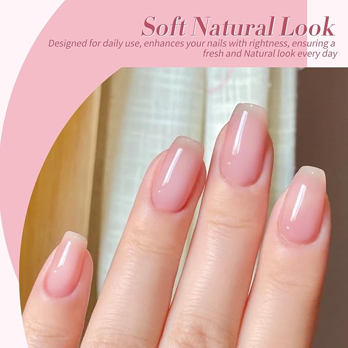 Born Pretty Jelly Pink Gel Nail Polish Set,Nude Pink Translucent Gel Polish,6 Transparent Sheer Colors Soak Off U V Light Cure Gel Polish Kit Nail Art Manicure DIY Kit Home Salon 7ML-VivaGrace Women