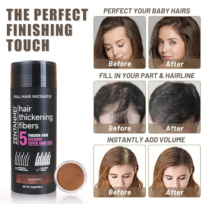 Hair Fibers for Thinning Hair for Women All-Natural Hair Building Fibers 0.98 Oz Hair Volume Powder Bald Spot Cover Up for Men & Women (Auburn)-VivaGrace Women