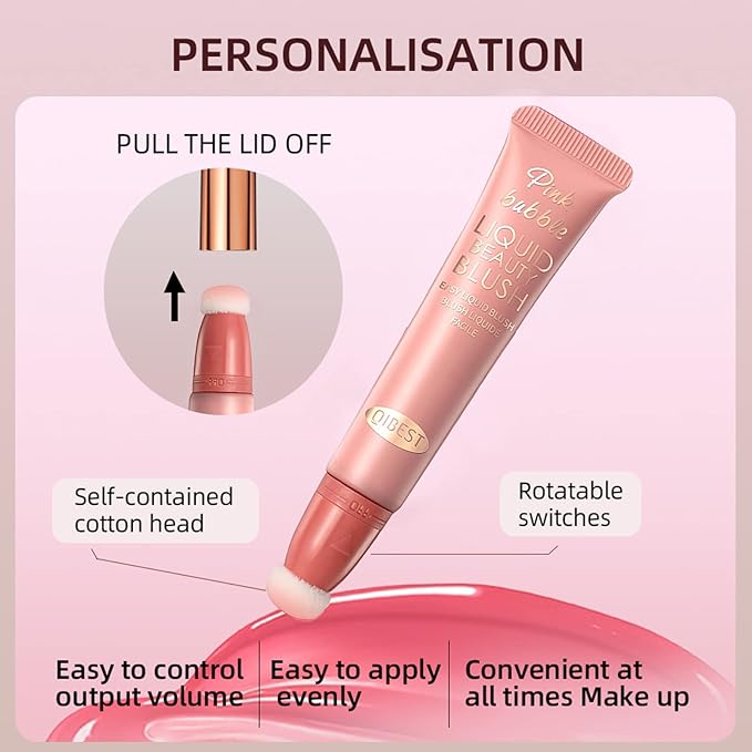 Liquid Blush Beauty Wand Matte Cream Blush Stick with Soft Cushion Applicator For Natural Cheek Tint Blendable Lightweight Long Lasting Dewy Finish makeup blush for Face(01 Nude Orange)-VivaGrace Women