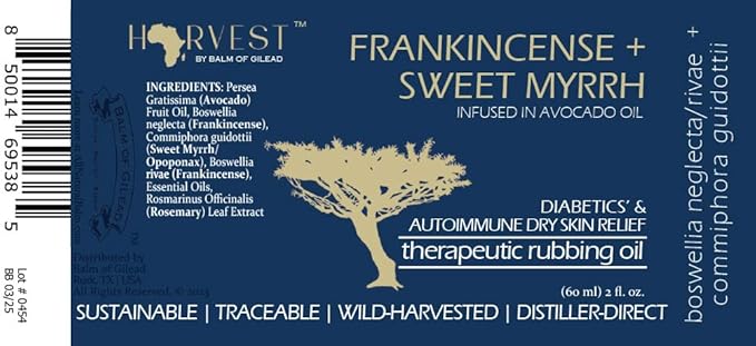 BALM OF GILEAD Neuropathy Frankincense & Sweet Myrrh Therapeutic Rubbing Oil - Instant Diabetic's & Autoimmune Dry Skin Relief & Repair, 2 fl oz-VivaGrace Women