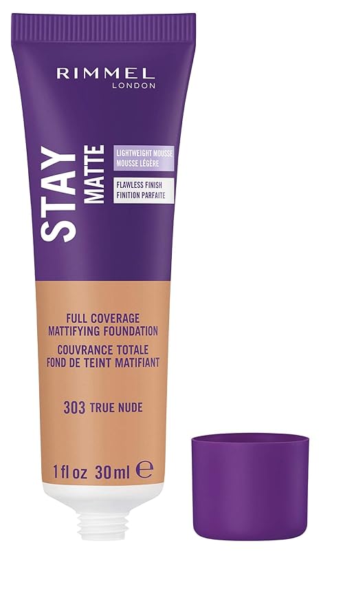 Rimmel London Stay Matte Liquid Mousse - 303 True Nude - Foundation, Lightweight, Shine Control, Oil-Free, 1oz-VivaGrace Women