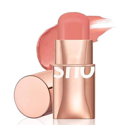 Blush Stick for Cheeks Makeup,Waterproof Cream Blush Face Stick Multi-Use Lip and Cheek Tint,Matte Finish Lightweight Easy to Blend Natural Cream Blusher for All Skin Tones-Glistening Peach-VivaGrace Women