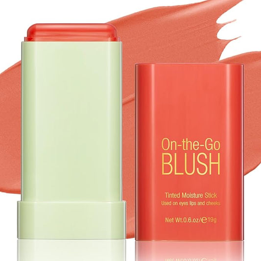 Blush Stick for Cheeks - Cream Makeup Blush Wand, Solid Moisturizer Stick for Cheeks Tint, Natural Blendable Waterproof Korean Matte Long-Lasting Smooth Blushes (#03 Coral Orange)-VivaGrace Women