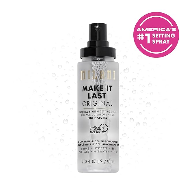 Milani Make It Last Original - Natural Finish Setting Spray 3-in-1 Setting Spray and Primer- Prime + Correct + Set Makeup Finishing Spray and Primer - Long Lasting Makeup Primer and Spray 2.03 Fl. Oz-VivaGrace Women