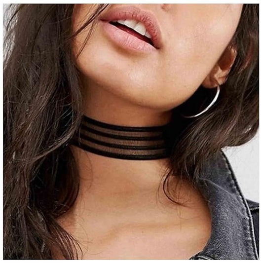 Bohemia Lace Choker Necklace Short Black Organza Necklace Gothic Wide Black Collar Necklace Punk Tattoo Choker Chain Necklace Jewelry for Women and Girls Gifts-VivaGrace Women