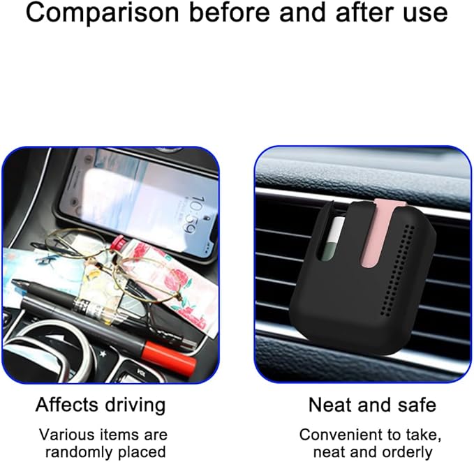 Lip Balm Chapstick Holder for Car Air Vent, Upright Washable Lip Balm Protector for Women Girls, Auto Interior Space Saving Accessories, Universal for Vehicle, Truck and More（Black）-VivaGrace Women