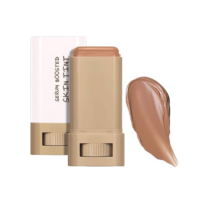 Multi-Use Foundation Stick Beauty Balm Serum Boosted Skin Tint, On-The-Go Tinted Solid Serum, Lightweight and Buildable Creamy Skin Tint Stick Makeup, Natural Finish(06#)-VivaGrace Women