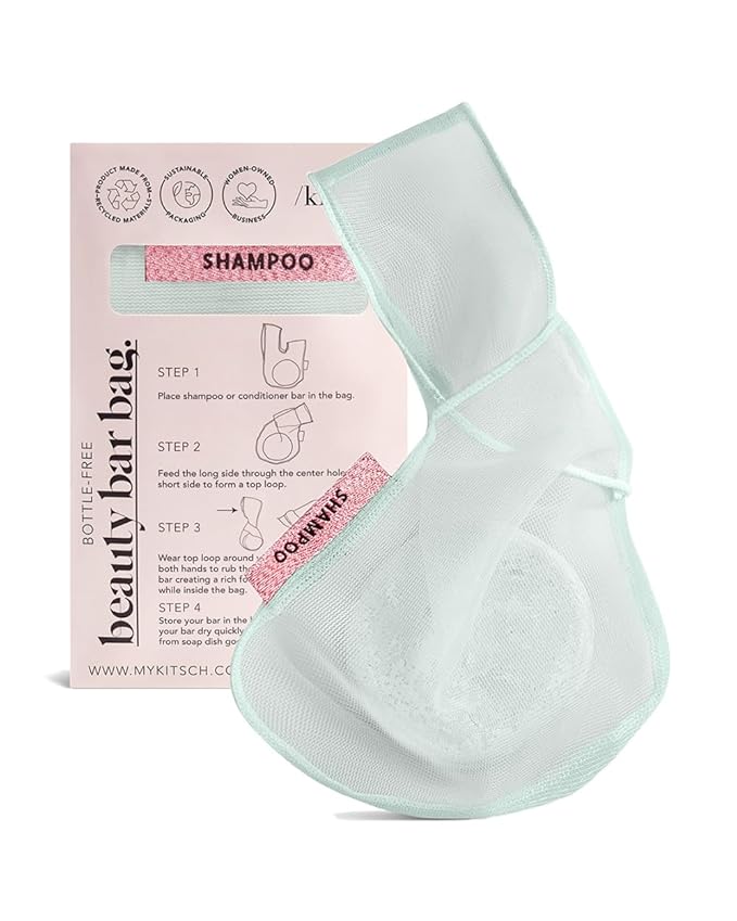 Kitsch Bar Soap Saver Bag - Soap Dish and Soap Holder for Shampoo Bar, Conditioner & Body Wash – Recycled Mesh Beauty Bar Soap Pouch, Eco-Friendly, Patented Bag - Mint-VivaGrace Women