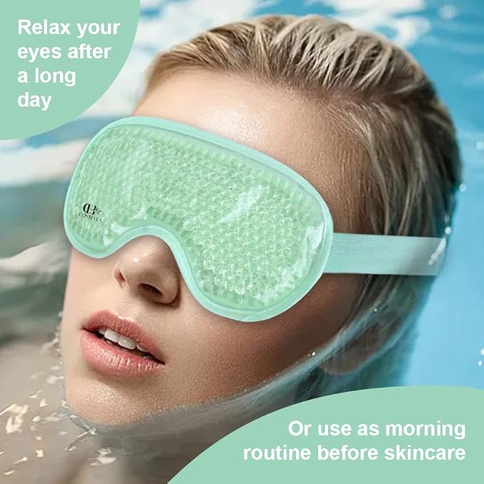Cooling Eye Mask Gel Eye Mask Reusable Cold Eye Mask for Puffy Eyes, Eye Ice Pack Eye Mask with Soft Plush Backing for Dark Circles, Migraine, Stress Relief-VivaGrace Women