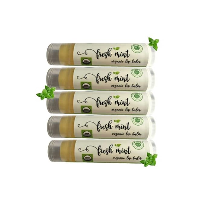 Organic Skin Care Kits Lip Balms Fresh Mint USDA Organic Certified, Nontoxic Chapstick and Paraben-free Skin Perfection 5 Pack-VivaGrace Women