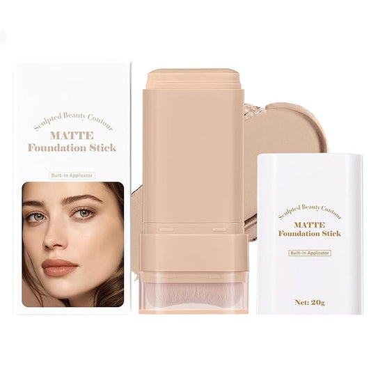 Beauty Balm Serum Boosted Skin Tint, Dual-Ended Eraser Foundation Stick with Brush, Full Coverage Cream Korean Makeup, Long-Lasting Stick for Smooth, Flawless Finish (#2 Nature)-VivaGrace Women