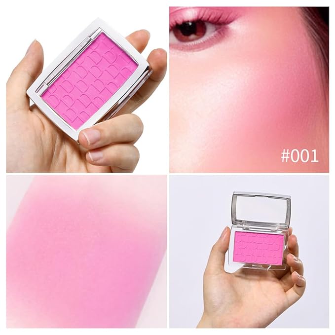 Pink Powder Blush Palette, Multi-Use Makeup Blusher Pink Face Powder for Eyes, Lips, Cheeks, Blendable Formula-VivaGrace Women