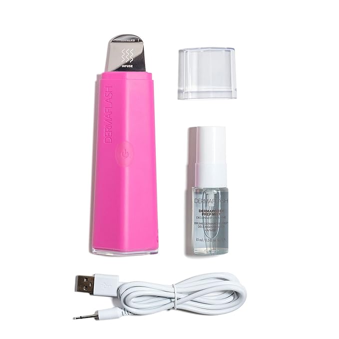 DERMAFLASH DERMAPORE+™ Ultrasonic 2-in-1 Pore Extractor and Serum Infuser, Pop Pink-VivaGrace Women