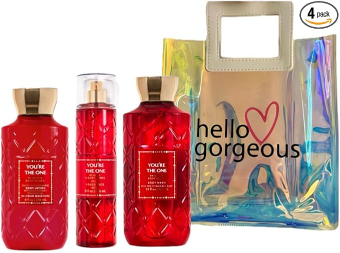 Bath & Body Works - 3 Piece Bundle - Spray - Body Lotion - Shower Gel - Full Size and Gift Bag HELLO GORGEOUS (You're The One)-VivaGrace Women