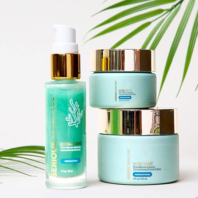 Serious Skincare Ultra-Mare Pure Marine Infusion Trio – Ultra-Mare Serum 1 oz, Ultra-Mare Facial Cream 2 oz. & Ultra-Mare Eye Cream .5 oz – Anti-Aging – Algae and Plankton extracts-VivaGrace Women