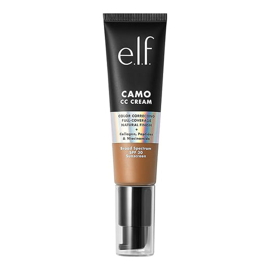 e.l.f. Camo CC Cream, Color Correcting Medium-To-Full Coverage Foundation with SPF 30, Deep 510 C, 1.05 Oz (30g)-VivaGrace Women
