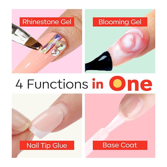 modelones Nail Glue, 9 in One Nail Glue for Press Ons, Clear Tips, Acrylic Nails, Need U V Light Cured, 15ML-VivaGrace Women