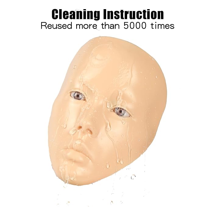 Makeup Practice Mannequin Face, 5d Reusable Silicone Makeup Practice Board Full Face with Makeup Brushes Sponge Set and Eyeshadow Board Makeup Kit for Makeup Artist, Girl's Gift Or Professionals-VivaGrace Women