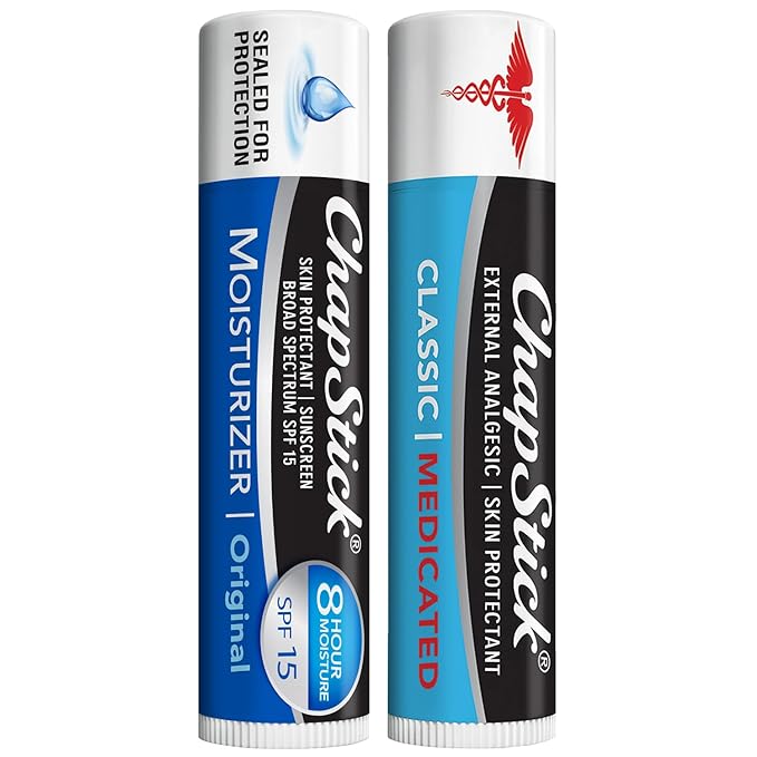 ChapStick Dry Lips & Cold Sore Pain Relief Bundle – Classic Medicated ChapStick + Original Moisturizer Lip Balm with SPF 15, 0.15 Ea (2 Piece Set)-VivaGrace Women