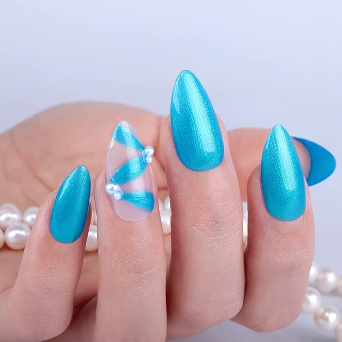 Imtiti Pearl Neon Gel Nail Polish, 1 Pcs 15ml Neon Blue Color Soak Off LED Long-Lasting Nail Gel Polish Nail Art Starter Manicure Salon DIY at Home, 0.5 Fluid Ounces