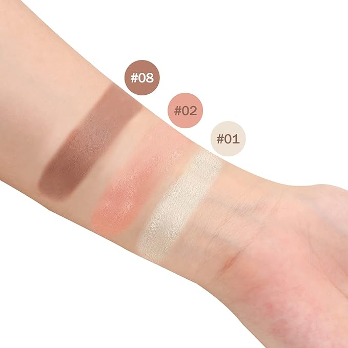 Boobeen Blush Stick Highlighter Makeup Stick Matte Contour Stick, Lightweight Cheek Blush Cream Shimmer Contouring Stick, Waterproof Multi Stick for All Skin Smooth & Natural-VivaGrace Women