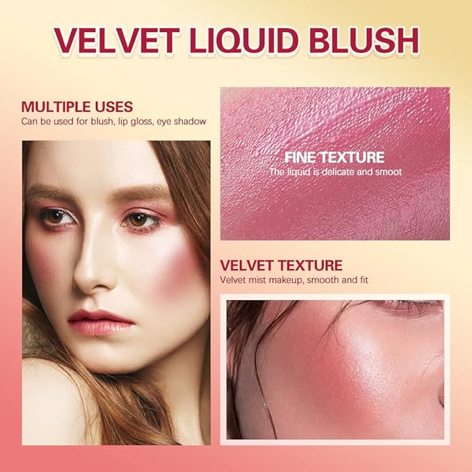 MEICOLY Pink Matte Dewy Liquid Blush,Super Natural Cream Blush Stick for Cheeks,Silky Smooth Soft Pinch Long-Lasting Waterproof and Sweat proof Blush Makeup,Cruelty-Free,02,Happy,Rose-VivaGrace Women
