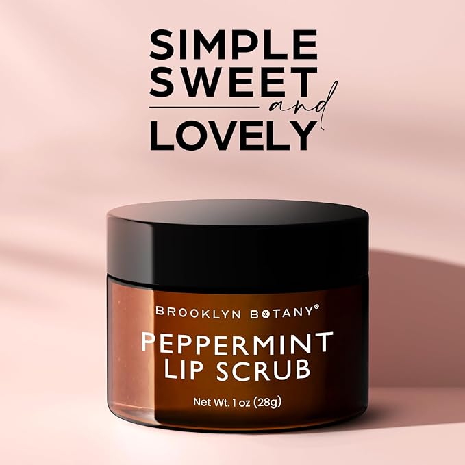 Brooklyn Botany Lip Scrub Exfoliator 1 oz – Lip Moisturizer for Dry Lips and Chapped Lips – Gentle Lip Exfoliator for Smooth and Brighter Lips – Peppermint Flavor-VivaGrace Women