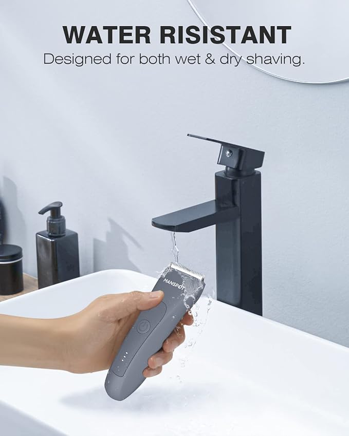 MANSPOT Electric Groin Hair Trimmer Hair Finishing Trimmers, Men's Shaving & Grooming Sets Kit with 4 Guards and Replaceable Ceramic Blade Heads,Waterproof Wet/Dry Trimmer,90 Minutes Shaving Tools-VivaGrace Women