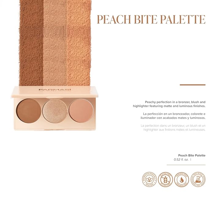 FARMASI- PEACH BITE bronzer- 3 in 1 PALETTE-VivaGrace Women