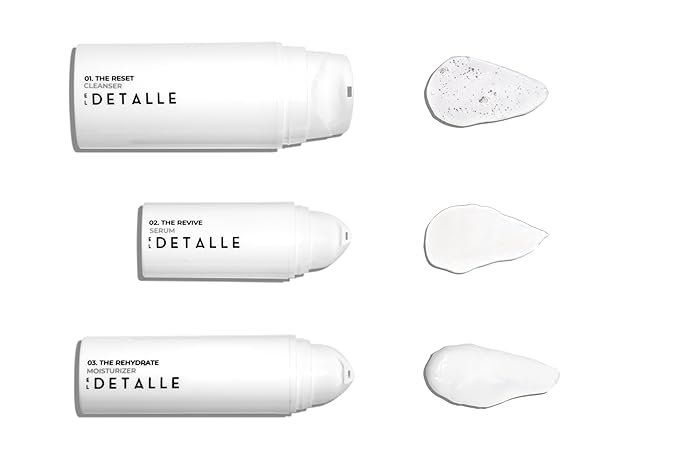 El Detalle - The Regimen - 3 Step Set | Men's simple and effective skin care, Includes: The Reset Cleanser, The Revive Serum, The Rehydrate Moisturizer, Suitable for all skin types; One-pump solution-VivaGrace Women