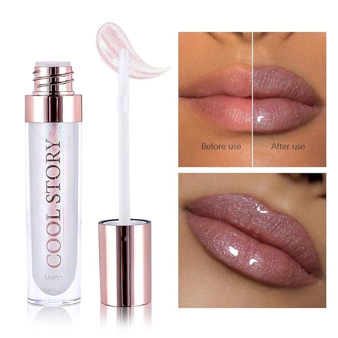 GECOMO Colorful Explosive Pearlescent Lip Gloss 3D Multifunctional Fine Glitter Chameleon Lip Gloss Polarized Diamond Makeup, Magic Big Brush Color Changing Lip Oil(101# COLORFUL FLASH)-VivaGrace Women