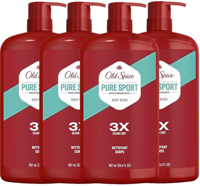 Old Spice Body Wash for Men, Pure Sport Scent, High Endurance, 33.4 fl oz (Pack of 4)-VivaGrace Women