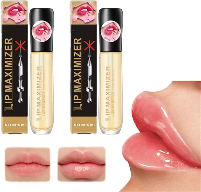 Vitamin E Lip Plumping Serum, Lip Hyaluronic Lip Plumper, Lip Plumping Serum Instant Lip Balm for Moisturize, Eliminate Dryness Wrinkles Enhances Plump Gloss (2PC)-VivaGrace Women