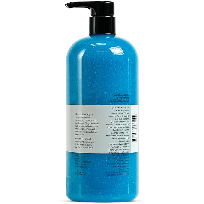 Anthony Exfoliating Body Scrub, Sea Salt, Vitamin C & Aloe Vera, Deep Cleans, Smooths Rough Patches, Soothes & Protects Skin, Hydrating Blue Sea Kelp Body Wash, 32 Fl Oz-VivaGrace Women