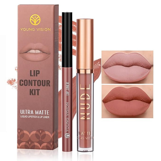 YOUNG VISION Liquid Lipstick & Lip liner Combo Set, Matte Lip Contour Kit - Durable, Waterproof, Kit de Labios Matte for Lasting Definition…-VivaGrace Women