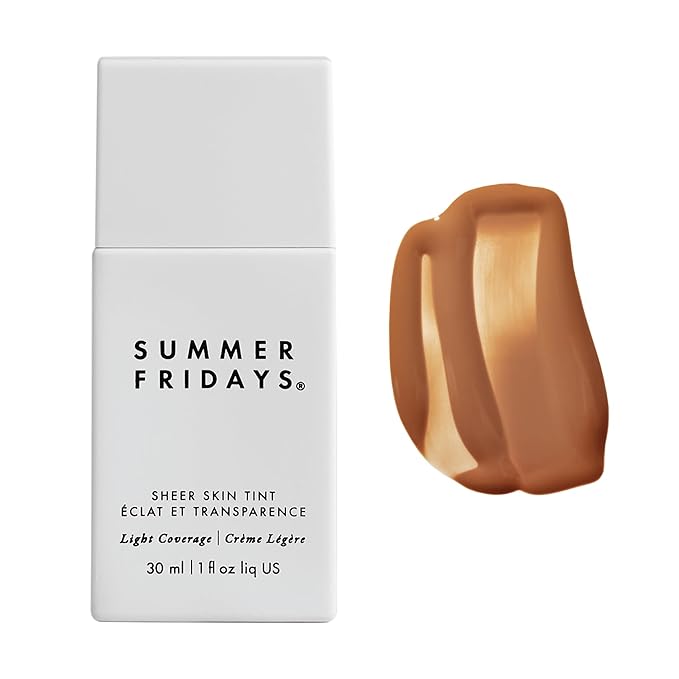 Summer Fridays Sheer Skin Tint - Skin Tint with Hyaluronic Acid - Helps Diminish Uneven Skin Tone - Sheer to Light Coverage - Shade 7 - Medium Deep with Golden Neutral Undertones (1 Fl Oz)-VivaGrace Women