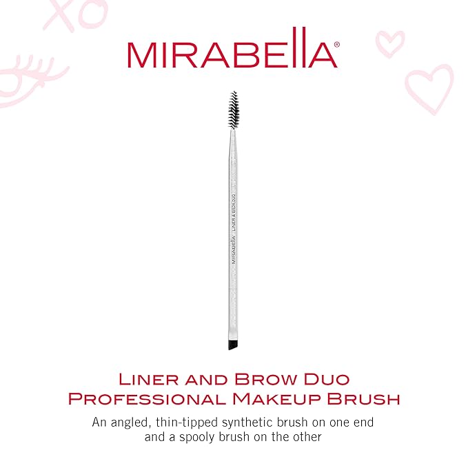 Mirabella Liner & Brow Duo Brush, Premium Professional Makeup Brush Collection, Cruelty-Free Synthetic Bristle Brush, Hand-Sculpted Brushed Aluminum Handle, Luxury Blending Brush for Makeup-VivaGrace Women
