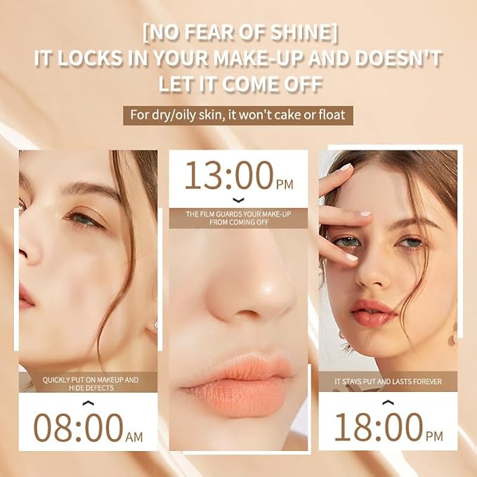 Beauty Cream EXO TOO Foundation, Beauty Cream Makeup Base, Moisturizing, Long Lasting Matte Air Cushion CC Cream Concealer with Two Mushroom Head Sponges-VivaGrace Women